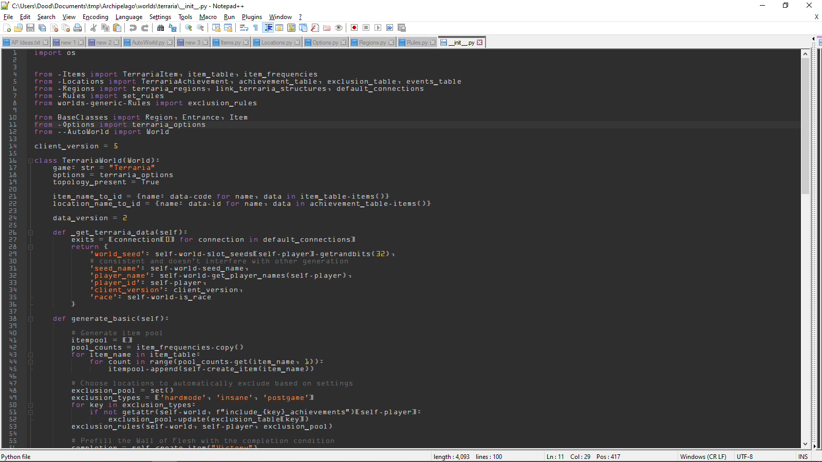Example __init__.py file open in Notepad++